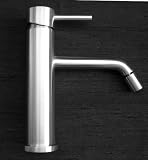 Stainless Steel INOX Bathroom Basin Mixer Tap pivoted spout Brushed Steel