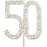 Cosmos &reg; Rhinestone Crystal Silver Number 50 Birthday 50th Anniversary Cake Topper