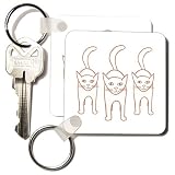 CherylsArt Animals Cat Art - Three Cats Standing Outline Art Drawing - Key Chains