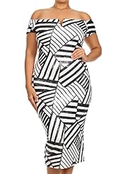 Plus Size Sophisticated Off the Shoulder Polyester/Spandex Notched Notched Collar Midi Dress 