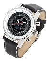 Burgmeister Calais BM134-122 Herren Automatik Uhr Edelstahl schwarz Datum/Tag/Monat/24h Tachymeterring Lederarmband schwarz
