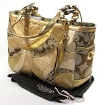 Coach Weave Patchwork Gallery Bag Tote Gold