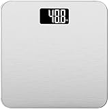 Smart Weigh 400lb / 180kg Electronic Bathroom Scale with Sleek Tempered Glass Platform, Advanced Step-On Technology and Large Backlit LCD Display (Silver)