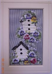 Large Painted Screen - Pansies
