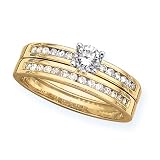Gold Plated Sterling Silver 3/8 ct. Cubic Zirconia Bridal Engagement Set