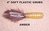 4 Soft Plastic Grubs - (10 count) Amber with various tail colors