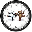 Giant Panda Plush & Teddy Bear Dancing - Bear - JP Animal Wall Clock by WatchBuddy Timepieces (White Frame)