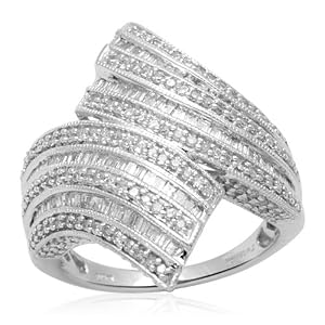 10k White Gold Bypass Diamond Ring (1.00 cttw, I-J Color, I2-I3 Clarity)