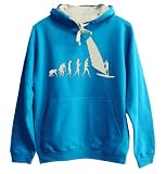 COLOUR EDITION SURFEN II SURFER WINDSURFING WINDSURFEN EVOLUTION 2-FARB-Kapuzen-Sweat-Shirt SAPHIRE/GRAU M