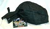 Boom Boom Cycles Hog Wear Skull DuRag Biker Dark Denim Color Cap Bandana with sweat band Denim
