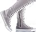 New Fasion Women Canvas Sneakers Punk Flat Skatter Knee High Lace up Shoes