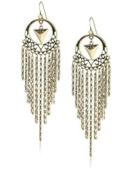 Steve Madden Pave Circle Multi Chain Fringe Drop Earrings