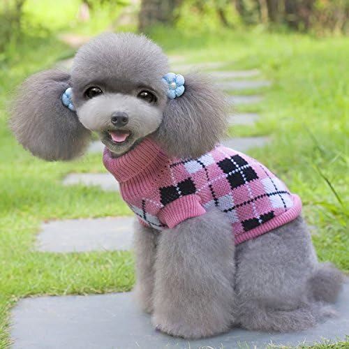 Dog Knit Sweater Pullover Christmas Various Designs (X-Large, Pink Argyle)