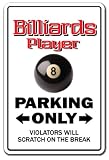 BILLIARDS PLAYER ~Sign~ parking pool cue billiard gift