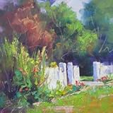 IMAGE OF 'The Picket Fence', Original Painting, Home Decor Artwork