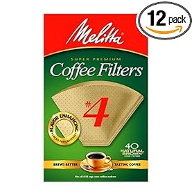 Melitta Cone Coffee Filters, Natural Brown, No. 4, 40-Count Filters (Pack of 12) by Melitta