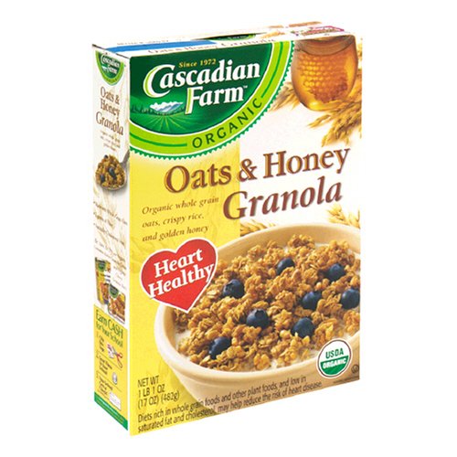 Cascadian Farms Oats & Honey Granola, Organic, 17-Ounce Boxes (Pack of 6)