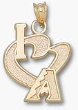 Arizona Diamondbacks 3/4 I Heart A Pendant - Gold Plated Jewelry