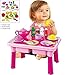 FUNERICA Pretend Play Table with Toy Dishes - Cuttable Play Fruits - Play Tea Set and More | Makes a Great Gift for Toddlers, Boys, and Girls