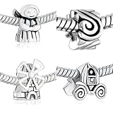 4 Pc 925 Sterling Silver Beads Charms Set Jewelry Fits Pandora Charm Bracelet