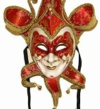 Masquerade Red Jester Wearable Mask for Men