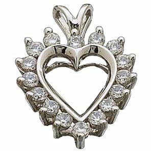 14K White Gold Glare Heart Diamond Pendant