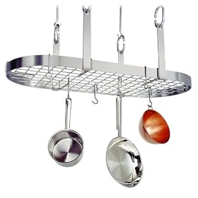 Enclume PR14wg-SS Premier 4-Point Oval Ceiling Rack with Grid, Stainless Steel