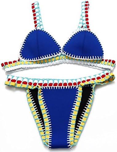 Newest Sexy Hot Hand Knitted Neoprene Bikini Sets Swimwear Swimsuits Deep Bluel(Us6-8) Charming