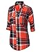 JJ Perfection Womens Plaid Herringbone Button Down Chest Pocket Collar Shirt
