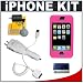 CTA Skin Case (Pink) + CTA Multifunctional 4 Way Home & Car Charger + Accessory Kit for Apple iPhone Image