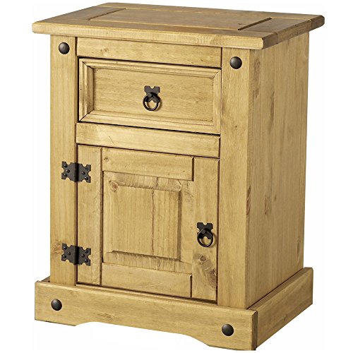 Cheap CORONA 1 door/1 drawer bedside in mexican style waxed