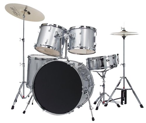 Childrens Toyshop  Musical Instruments : Bridgecraft 5 Pc Drum Set with Cymbals - Silver