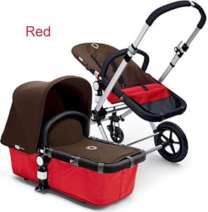 Bugaboo Cameleon Red Base, Off-White DENIER Fabric NEW!