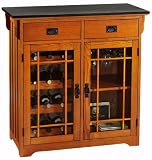 Black Granite Top Wine Cabinet 36hx36w Dark Oak
