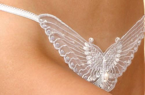 Flirtzy Sheer Butterfly Pearl Sequin Crotchless Panty Style 15005