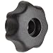 Morton Glass Fiber Reinforced Polymide Multiple Lobe Knob, Fluted Rim, Threaded Hole, M10 Thread Size x 15mm Thread Length, 50mm Diameter (Pack of 2)