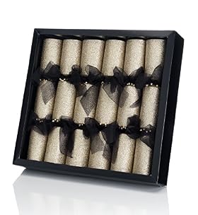 6 Gold Glitter Connoisseur Christmas Crackers