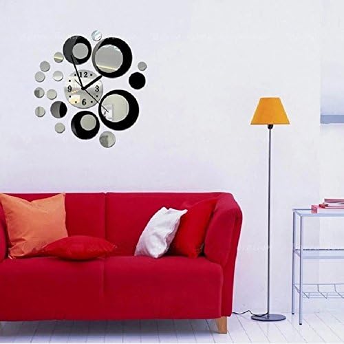 Tonsee(TM) 1PC Lovely Sweet Removable Wall Clock DIY Acrylic 3D Mirror Sticker Decoration(Black)
