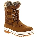 Womens Snow Boot Nylon Short Fur Rain Winter Waterproof Snow Warm Boots - Tan - 8 - 39 - CD0033