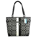 AUTHENTIC COACH HERITAGE STRIPE (CHS) WOMEN TOTE HANDBAG 14477 BLACK/WHITE