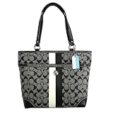 Coach Heritage Stripe Signature Bag Purse Tote 14477 Black White