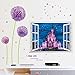 LUCKKYY®Castle Peel & Stick 3D Window View Decal Wall Decorations for Living Room