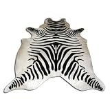 Zebra Cowhide with Black Stripes on Off White Large