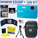 Olympus Stylus 550WP 10MP Waterproof Digital Camera (Blue) + 2GB Accessory Kit