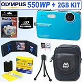 Olympus Stylus 550WP 10MP Waterproof Digital Camera (Blue) + 2GB Accessory Kit