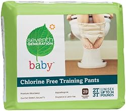 Seventh Generation Chlorine Free Training Pants, 2T-3T, (26-34 Lbs), 29 Count (Pack of 4)