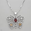Necklace With 2.10ctw Precious Stones - Genuine Citrines, Diamonds, Garnet and Topazes Made of 925 Sterling silver. Total item weight 9.0g Length 16in