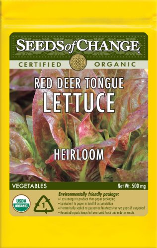 Seeds of Change S10938 Certified Organic Red Deer Tongue Lettuce, 550 Seed Count