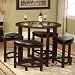Solid Wood Glass Top Dining Table w/ 4 Chairs