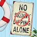 No Skinny Dipping Alone Fun Metal Wall Sign Plaque
